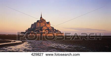 Cathedral on island, Mont Saint-Michel, Normandy, France View Large Photo Image Stock Photo - Cathedral on island, Mont Saint-Michel, Normandy, France . Fotosearch