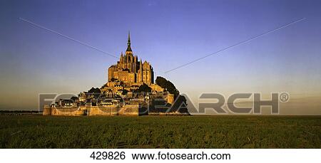 Cathedral on island, Mont Saint-Michel, Normandy, France View Large Photo Image Stock Photograph - Cathedral on island, Mont Saint-Michel, Normandy, France . Fotosearch