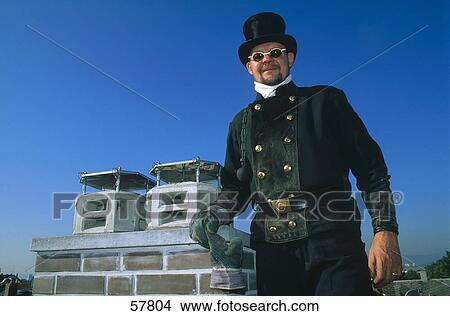 Chimney sweeper, low angle view View Large Photo Image Picture - Chimney sweeper, low angle view . Fotosearch