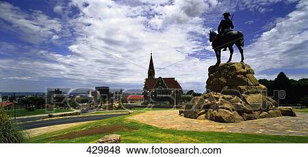 Stock Photo - Christ church and rider memorial at windhoek, Namibia . Fotosearch