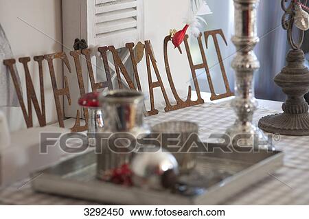 Stock Image - Christmas decoration on a table . Fotosearch