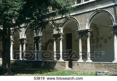 Stock Photo - Cloister of museum, San Vitale Basilica, Ravenna, Emilia-Romagna, Italy . Fotosearch