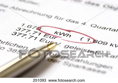 Close-up of ballpoint pen on electricity bill View Large Photo Image Stock Image - Close-up of ballpoint pen on electricity bill . Fotosearch
