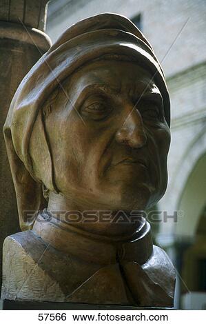 Stock Photograph - Close-up of bust of poet Dante Alighieri, Ravenna, Emilia Romagna, Italy . Fotosearch