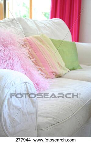 Picture - Close-up of cushions on couch . Fotosearch