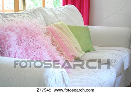 Stock Photography - Close-up of cushions on couch . Fotosearch