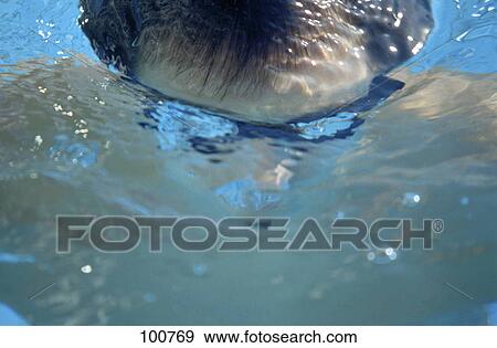 Stock Photo - Close-up of male swimmer swimming in swimming pool . Fotosearch