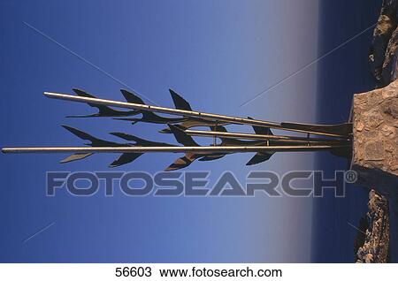 Stock Image - Close-up of monument overlooking sea, Cape Gkreko, Cyprus . Fotosearch