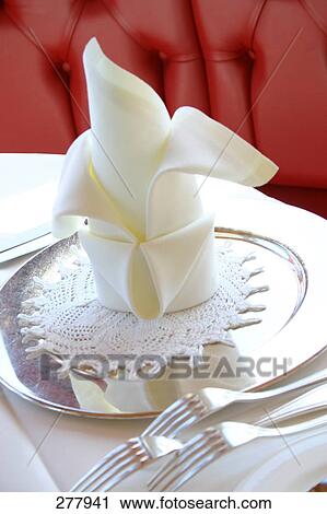 Close-up of napkin on plate View Large Photo Image Stock Image - Close-up of napkin on plate . Fotosearch