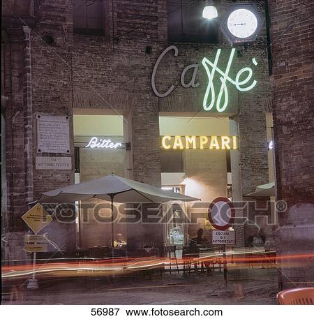 Stock Photo - Close-up of neon sign at café . Fotosearch