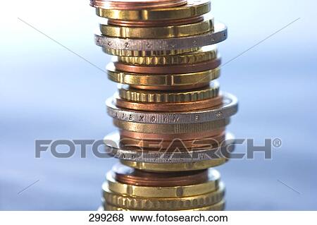 Close-up of stack of German coins View Large Photo Image Stock Photo - Close-up of stack of German coins . Fotosearch