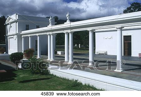 Colonnade of museum, Hugenotten Museum, Franschhoek, Western Cape Province, South Africa View Large Photo Image Stock Photo - Colonnade of museum, Hugenotten Museum, Franschhoek, Western Cape Province, South Africa . Fotosearch