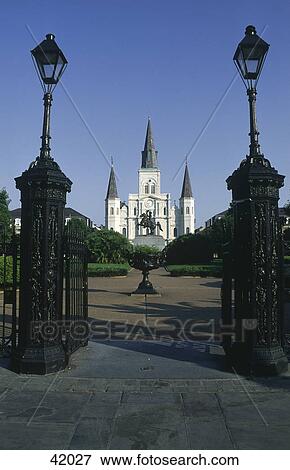 Stock Photo - Entrance of cathedral, French Quarter Cathedral, New Orleans, Louisiana, USA . Fotosearch