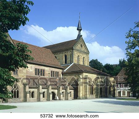 Stock Image - Facade of church, Conventual Church of St. Maria, Maulbronn, Baden-Wurttemberg, Germany . Fotosearch