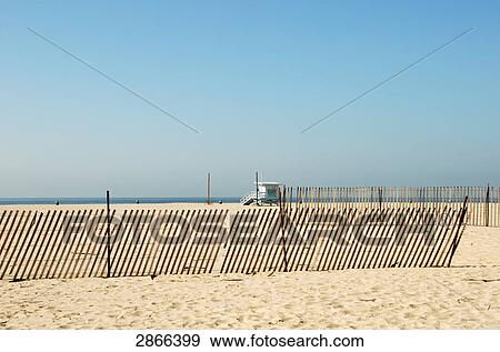 Fence on beach, Venice Beach, San Fernando Valley, City Of Los Angeles, Los Angeles County, California, USA View Large Photo Image Stock Photo - Fence on beach, Venice Beach, San Fernando Valley, City Of Los Angeles, Los Angeles County, California, USA . Fotosearch