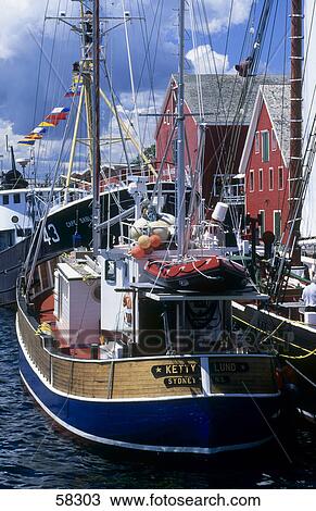Stock Image - Fishing boat at harbor, Nova Scotia Canada . Fotosearch
