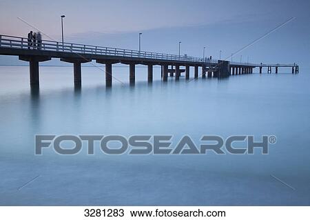 Stock Image - Footbridge, Timmendorfer Strand, Schleswig-Holstein, Deutschland . Fotosearch