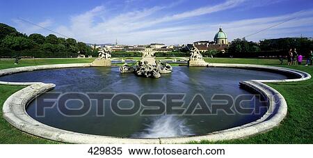 Stock Photography - Fountain in front of palace, Schoenbrunn Palace, Vienna, Austria . Fotosearch