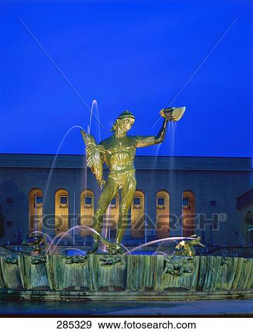 Fountain lit up in front of art museum, Vaestra Goetaland County, Sweden View Large Photo Image Stock Photo - Fountain lit up in front of art museum, Vaestra Goetaland County, Sweden . Fotosearch