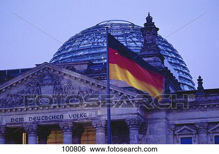 German flag in front of parliament building, The Reichstag, Berlin, Germany View Large Photo Image Stock Photograph - German flag in front of parliament building, The Reichstag, Berlin, Germany . Fotosearch