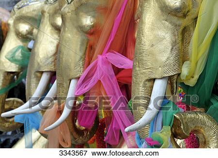 Gided elephant sculptures, close-up View Large Photo Image Stock Photo - Gided elephant sculptures, close-up . Fotosearch