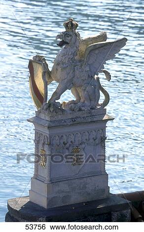 Stock Photograph - Griffon sculpture at port, Baden-Wurttemberg, Germany . Fotosearch