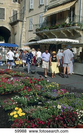 Group of people in market, Nyons, Drome, France, Europe View Large Photo Image Stock Photo - Group of people in market, Nyons, Drome, France, Europe . Fotosearch