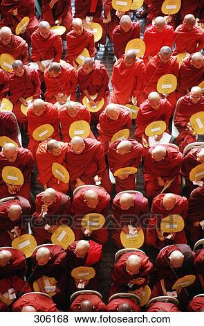 High angle view of Buddhist monks, Myanmar View Large Photo Image Stock Photo - High angle view of Buddhist monks, Myanmar . Fotosearch