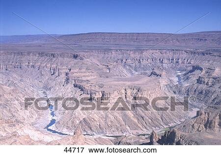 Stock Photo - High angle view of canyon, Fish River, Fish River Canyon, Namibia . Fotosearch