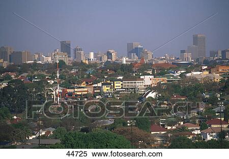 Stock Photography - High angle view of cityscape, Melville, Johannesburg, Gauteng Province, South Africa . Fotosearch