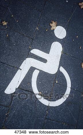 Stock Photo - High angle view of disabled parking sign . Fotosearch