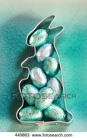 Stock Image - High angle view of Easter eggs . Fotosearch