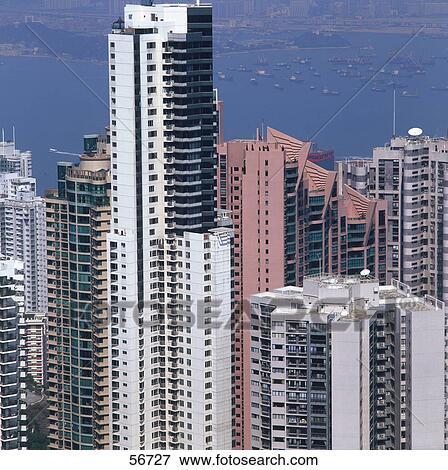 High angle view of skyscrapers, Hong Kong, China, Asia View Large Photo Image Stock Photo - High angle view of skyscrapers, Hong Kong, China, Asia . Fotosearch