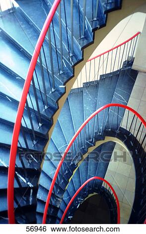Stock Photograph - High angle view of spiral staircase . Fotosearch
