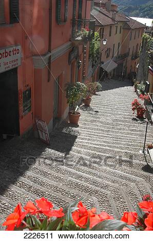 High angle view of stores along alley View Large Photo Image Stock Image - High angle view of stores along alley . Fotosearch