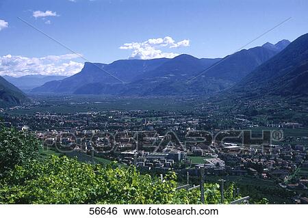High angle view of town, Merano, South Tyrol, Italy View Large Photo Image Stock Photograph - High angle view of town, Merano, South Tyrol, Italy . Fotosearch