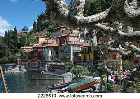 Houses at waterfront, Varenna, Italy View Large Photo Image Stock Image - Houses at waterfront, Varenna, Italy . Fotosearch