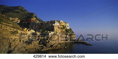 Houses on cliff, Manarola, Cinque Terre, Liguria, Italy View Large Photo Image Picture - Houses on cliff, Manarola, Cinque Terre, Liguria, Italy . Fotosearch