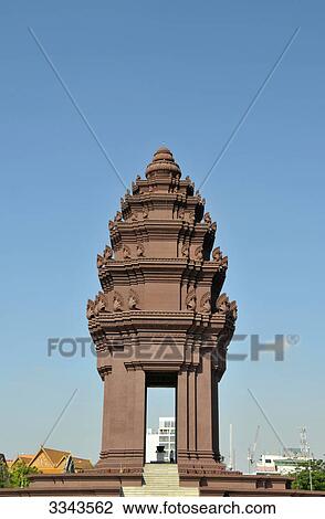 Independence Monument, Phnom Penh, Cambodia View Large Photo Image Stock Image - Independence Monument, Phnom Penh, Cambodia . Fotosearch
