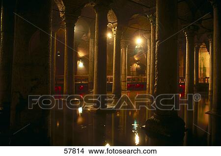 Picture - Interiors of cistern, Istanbul, Turkey . Fotosearch