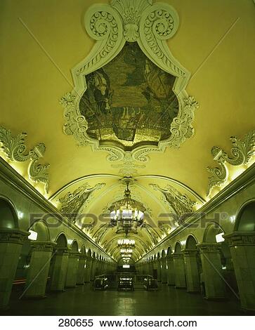 Interiors of metro station, Komsomolskaya, Russia View Large Photo Image Stock Photography - Interiors of metro station, Komsomolskaya, Russia . Fotosearch
