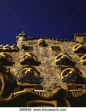 Low angle view of building, Casa Batllo, Barcelona, Spain View Large Photo Image Stock Photo - Low angle view of building, Casa Batllo, Barcelona, Spain . Fotosearch