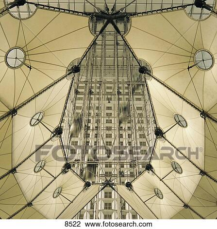 Stock Image - Low angle view of ceiling of monument, Arche De La Defense, La Defense, Paris, France . Fotosearch