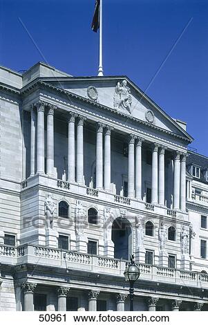 Stock Image - Low angle view of government building, Bank of England, London, England . Fotosearch