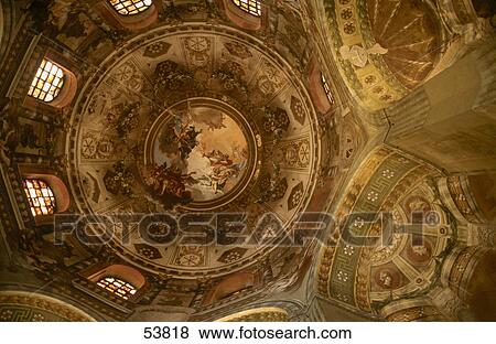 Stock Photo - Low angle view of mosaic dome, San Vitale Basilica, Ravenna, Italy . Fotosearch