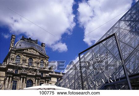 Stock Photography - Low angle view of museum signboard, Paris, Ile-de-France, France . Fotosearch