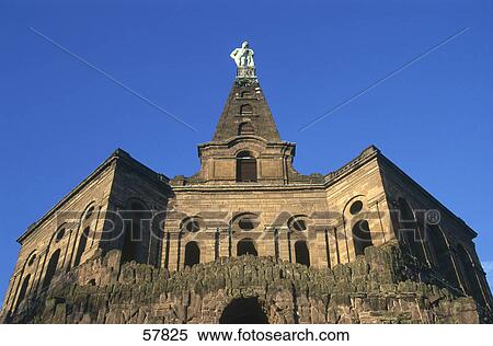 Low angle view of statue on pyramid, Hercules monument, Kassel, Hesse, Germany View Large Photo Image Stock Photography - Low angle view of statue on pyramid, Hercules monument, Kassel, Hesse, Germany . Fotosearch