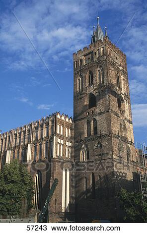Stock Image - Low angle view of tower, Frankfurt City Hall, Frankfurt, Hessen, Germany . Fotosearch