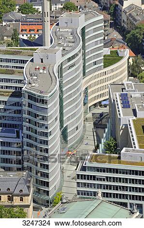 Modern building in Frankfurt am Main, Germany, bird's eye view View Large Photo Image Picture - Modern building in Frankfurt am Main, Germany, bird's eye view . Fotosearch