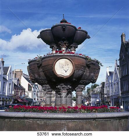 Stock Image - Monument in town, Market Street, St. Andrews, Fife, Scotland . Fotosearch